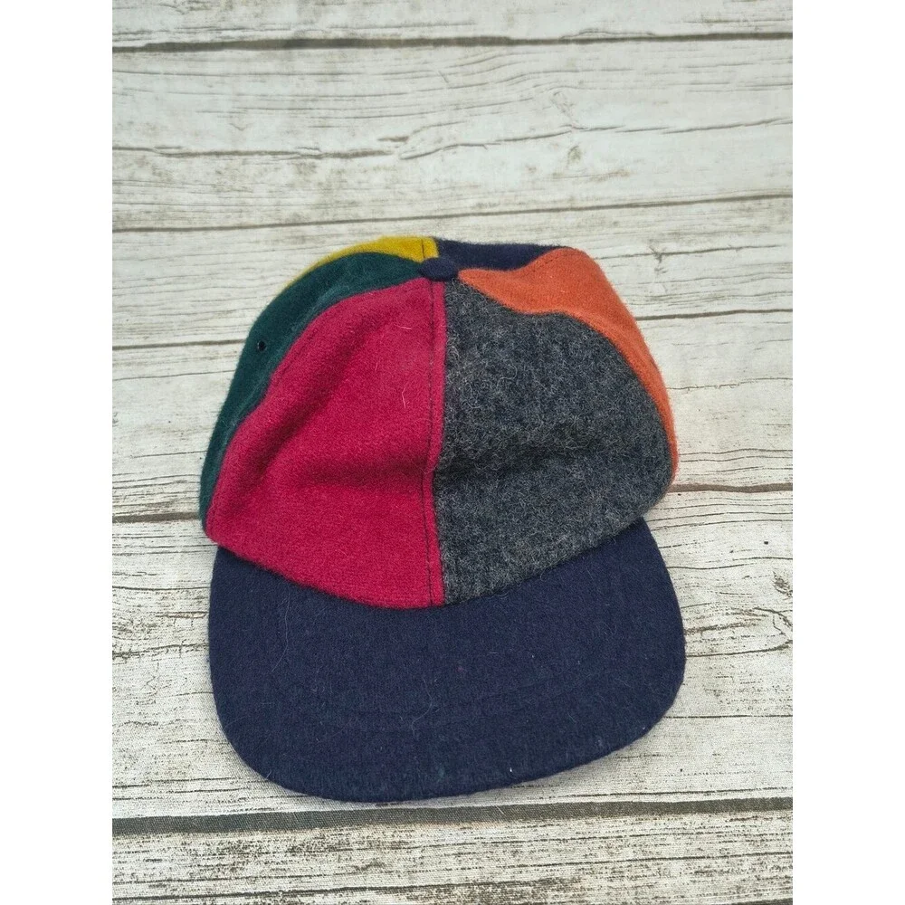 Vintage J. Crew Fitted Baseball Cap Multicolor Boiled Wool Made in USA EUC